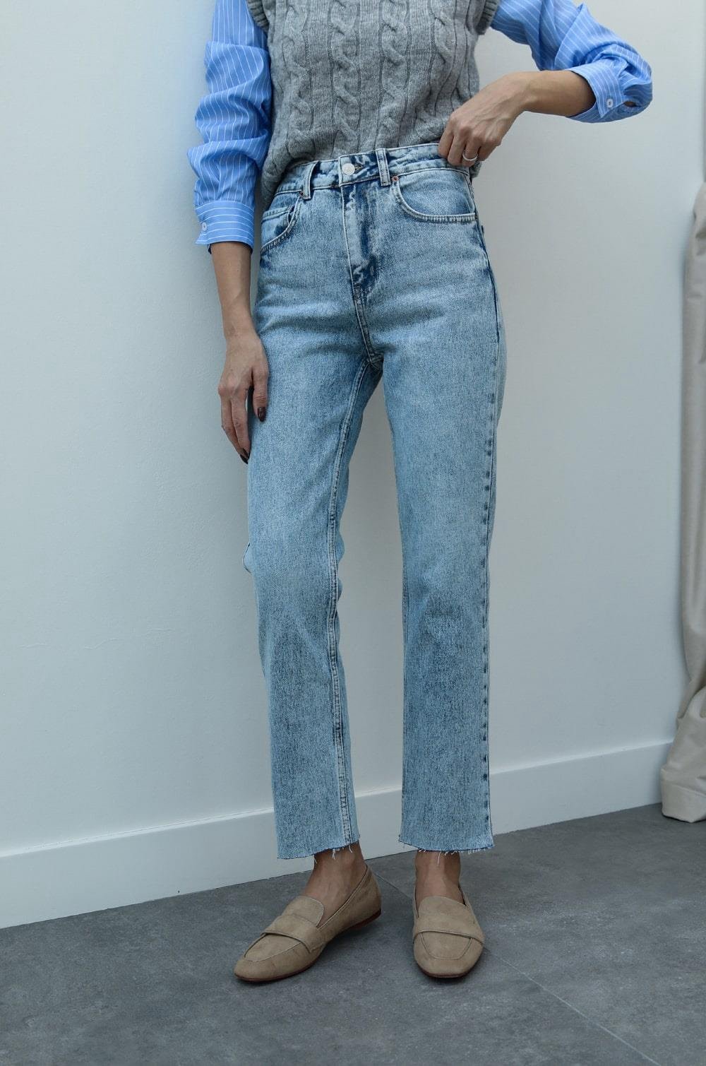 ZR Washed Blue Mom Jeans – Bél LEBANON Officiel Website